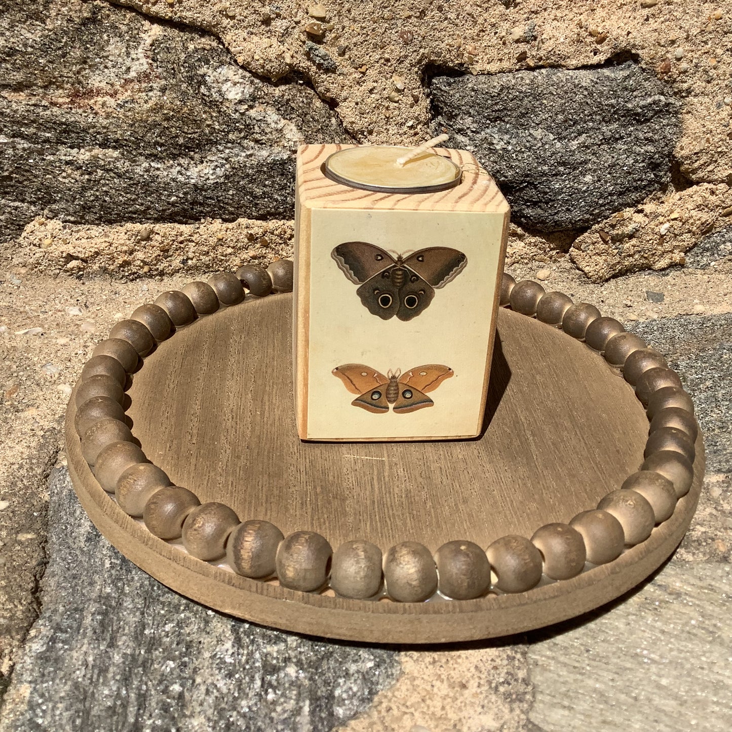 Decoupaged Candles from Sawdust Siren