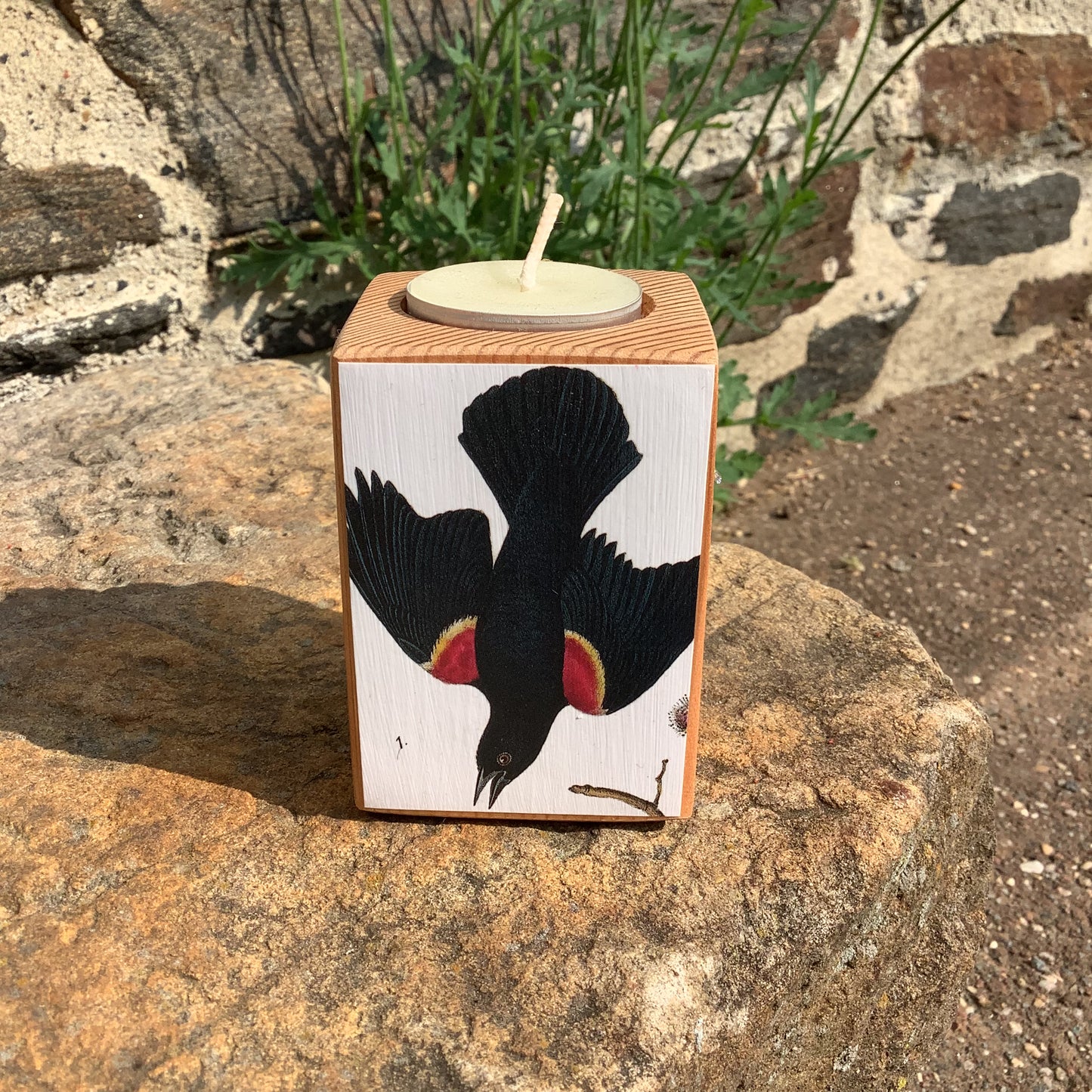 Decoupaged Candles from Sawdust Siren