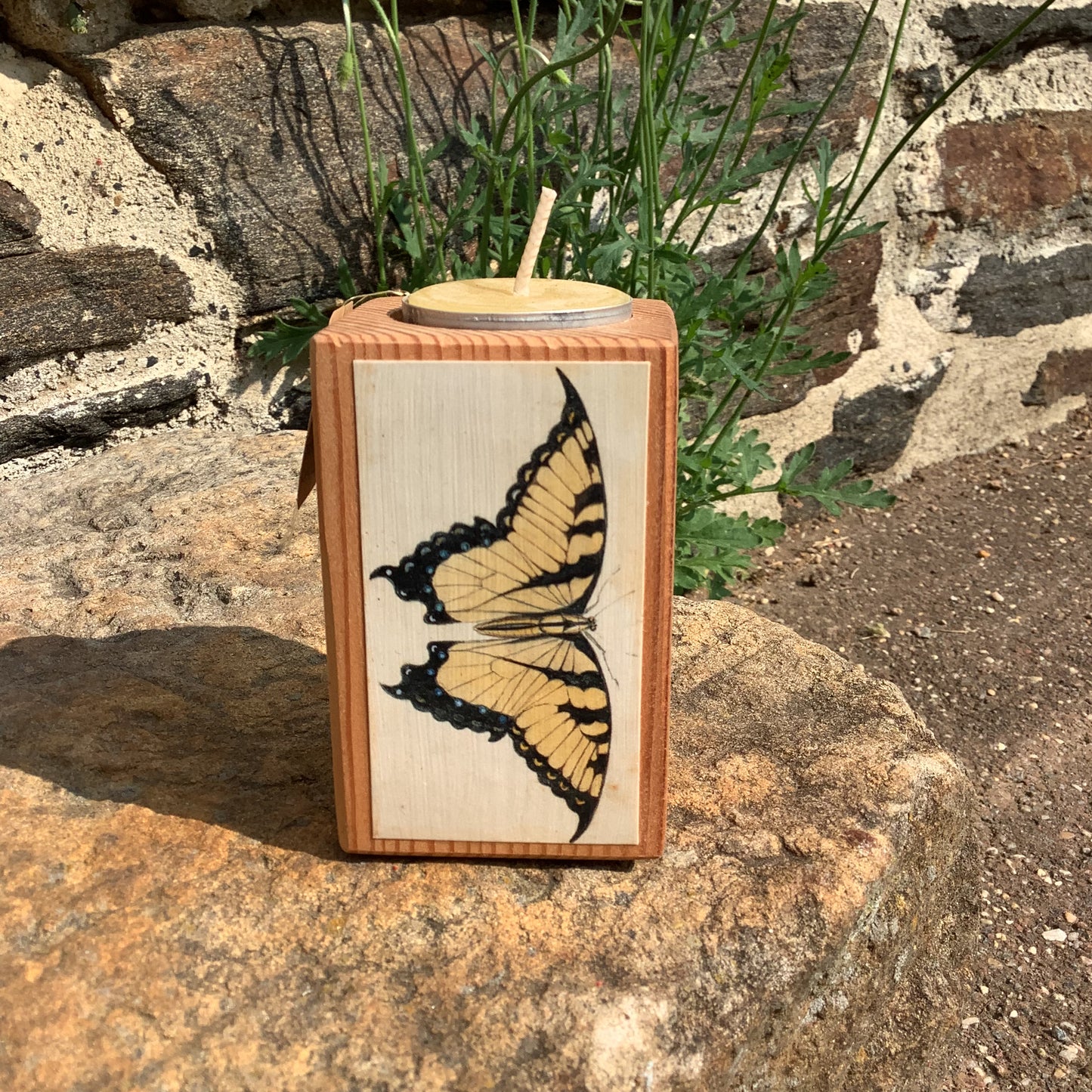 Decoupaged Candles from Sawdust Siren